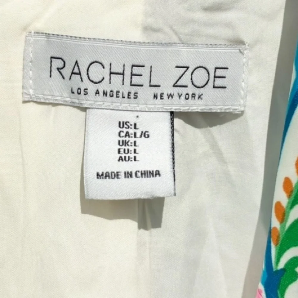 Rachel Zoe Multicolored Printed Satin Blazer & Pant Set NEW Women’s Large - Picture 7 of 16